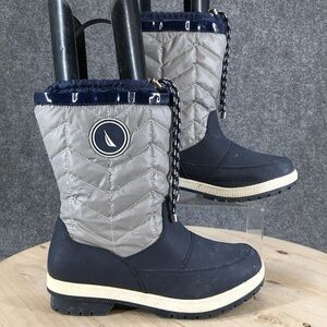 Nautica Women's Quilted Gray and Navy Boots